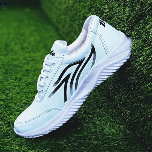 Walk lion Running Sneakers- white with black lines