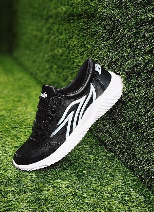 Walk Lion Running Sneakers-black with white lines